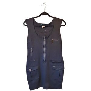 Marciano Black Utility Zip Up Cargo Dress